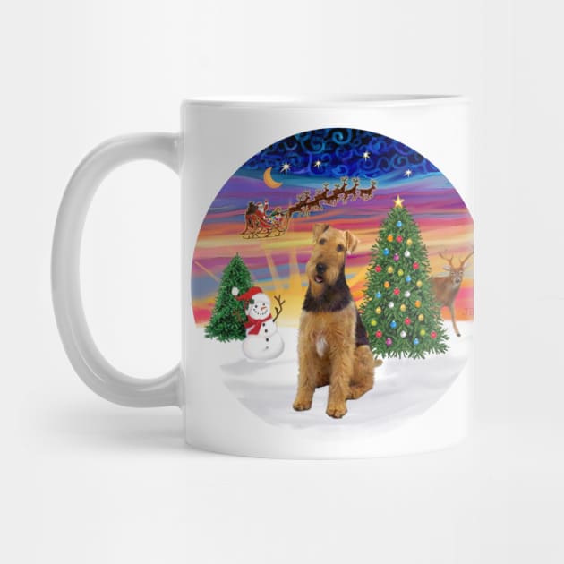 Santa's Sunset Take Off Featuring an Airedale by Dogs Galore and More